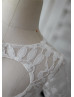 Ivory Lace Tulle Short Sleeves Heart Hole Back Knee Length Flower Girl Dress